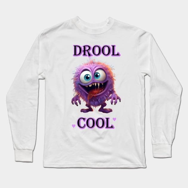 Drool Cool Furry Monster Long Sleeve T-Shirt by TooplesArt